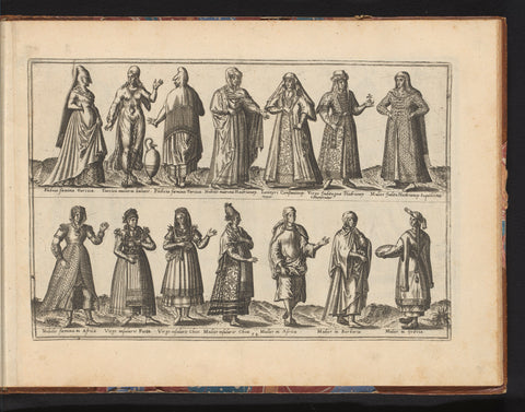 Fourteen African and Asian women, dressed according to the costume of c. 1580, Abraham de Bruyn, in or before 1581 Canvas Print