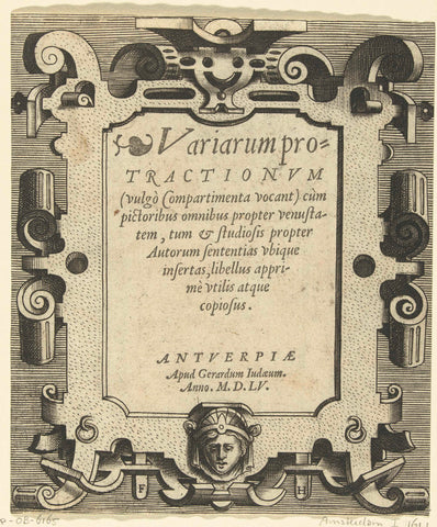 Title page Variarum protractionum (vulgo Compartimenta vocant) (...), Frans Huys, 1555 Canvas Print