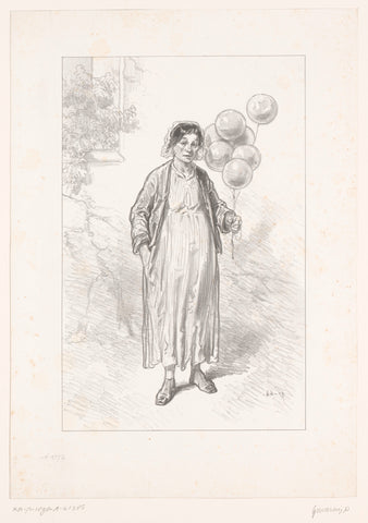 Saleswoman of balloons, Paul Gavarni, 1857 - 1858 Canvas Print