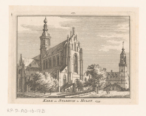 View of the church and the town hall in Hulst, 1739, Hendrik Spilman, 1746 - 1792 Canvas Print