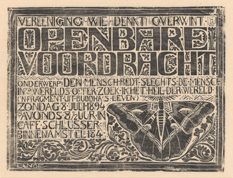 Announcement of the lecture 'Den mensch only saves the mansch', Mathieu Lauweriks, 1935 Canvas Print