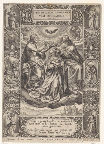 Coronation of Maria, Johann Sadeler (I), 1576 Canvas Print