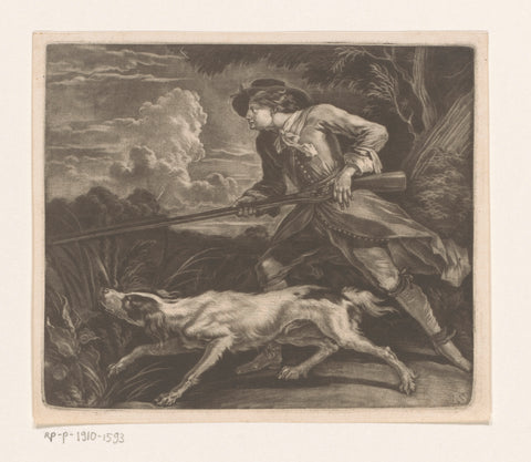 Hunter with its dog, John Smith, 1662 - 1742 Canvas Print