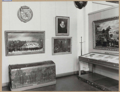 Room 105 seen to the southwest with a coffin at the bottom left, 1963 Canvas Print