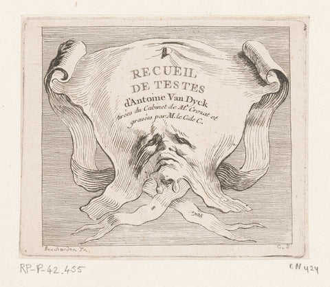 Title print with an ornament with a grotesque mask, Anne Claude Philippe Caylus, 1735 Canvas Print