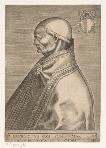 Portrait of Pope Benedict XI, Monogrammist ARZ, in or after 1585 Canvas Print