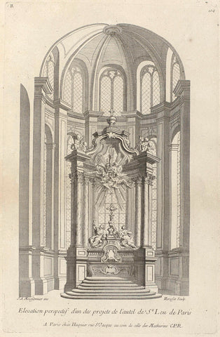 Design for the altar of the Saint-Leu in Paris, Antoine Hérisset, Juste Aurèle Meissonnier, 1738 - 1749 Canvas Print