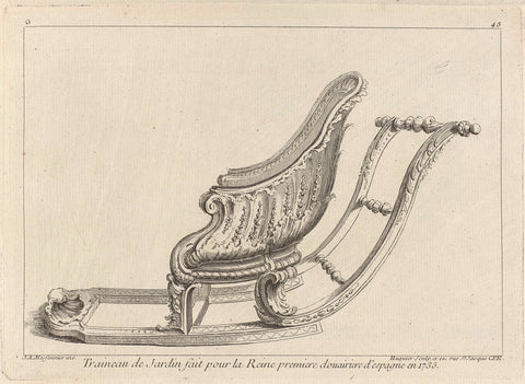 Richly decorated sled, Gabriel Huquier, Juste Aurèle Meissonnier, 1738 - 1749 Canvas Print