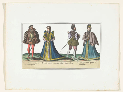 Two women and two men dressed according to fashion in North Rhine-Westphalia and Flanders, c. 1580, anonymous, 1872 - 1875 Canvas Print