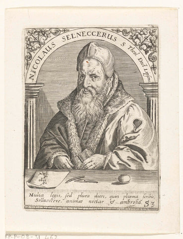 Portrait of Nikolaus Selnecker, Johann Theodor de Bry, c. 1597 - c. 1599 Canvas Print