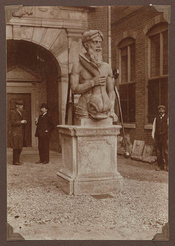 Water pump in the form of a river god in the garden of the Rijksmuseum., 1899 Canvas Print