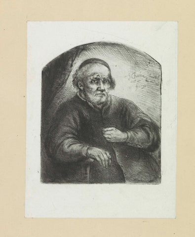 Old man in an armchair, Jan Chalon, 1802 Canvas Print