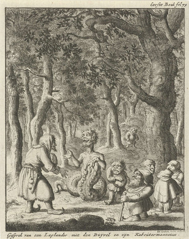 Same in gesprek met de duivel en kabouters, Jan Luyken, 1682 Canvas Print