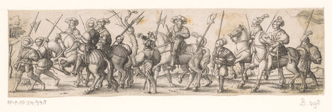 Procession of landhands on horseback and on foot, Virgilius Solis, 1542 Canvas Print