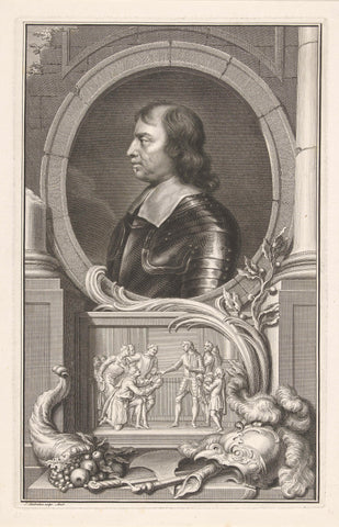 Portrait of Oliver Cromwell, Jacob Houbraken, 1741 - 1743 Canvas Print