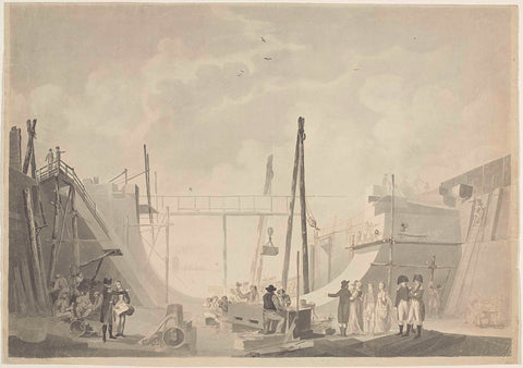 Work on the large lock in the Voornsche canal, 1803, Balthazar Jooss (possibly), 1803 Canvas Print