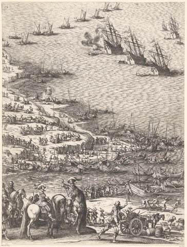 Siege of Saint Martin on the Île de Ré, July-November 1627 (central map, part lower left), Jacques Callot, 1629 - 1631 Canvas Print