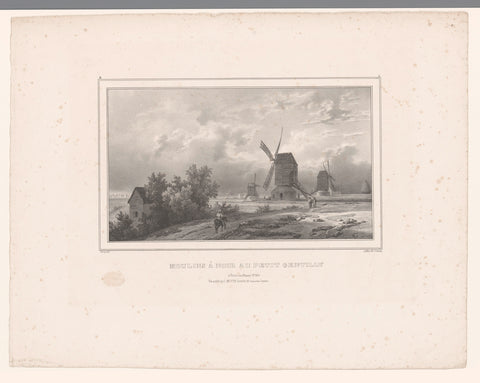 View of the windmills of Petit-Gentilly near Paris, Isodore-Laurent Deroy, 1831 Canvas Print