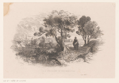 Woman in a Landscape, Charles Emile Jacque, 1844 Canvas Print