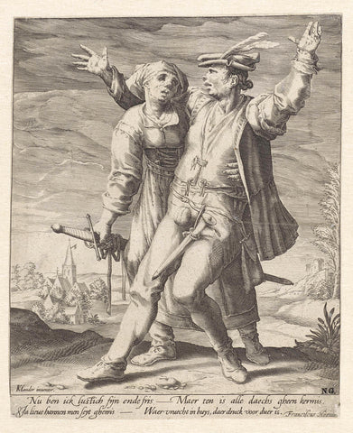 Dronken boerenpaar, anonymous (rejected attribution), 1588 Canvas Print