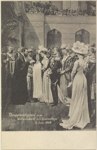 Christening of Juliana, queen of the Netherlands, in the Willemskerk in The Hague on 5 June 1909, anonymous, 1909 Canvas Print