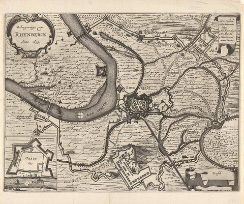 Map of the siege of Rijnberg, 1633, anonymous, 1649 - 1651 Canvas Print