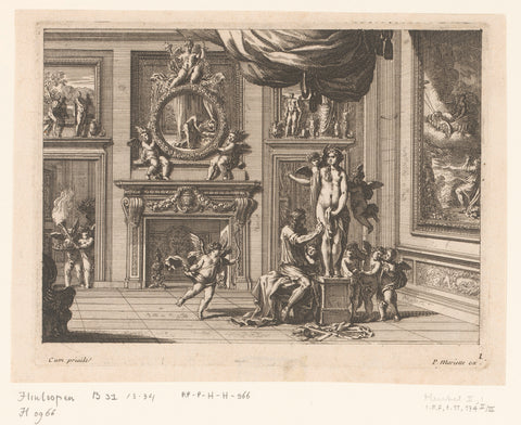 Pygmalion in his studio, Jean Lepautre, 1628 - 1682 Canvas Print