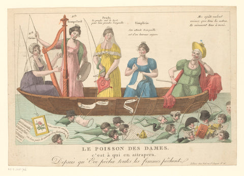 Women fish for men, c. 1820, anonymous, c. 1810 - c. 1830 Canvas Print