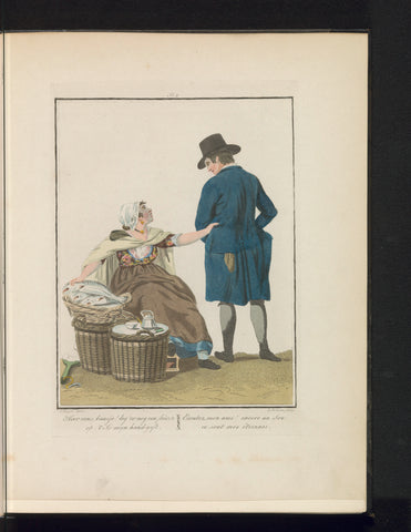 Fish saleswoman and customer, Ludwig Gottlieb Portman, 1829 Canvas Print