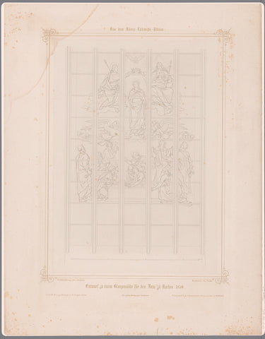 Design for stained glass windows in Aachen Cathedral, Julius Cäsar Thäter, 1850 - 1859 Canvas Print