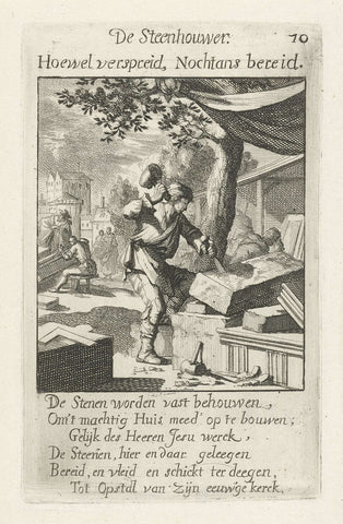 Stonemason, Jan Luyken, 1694 Canvas Print