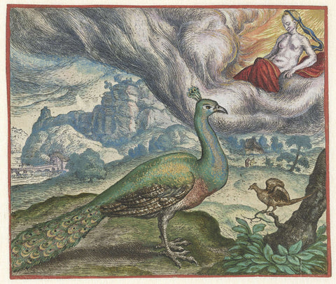 Fable of the peacock and the nightingale, Marcus Gheeraerts (I), 1567 Canvas Print