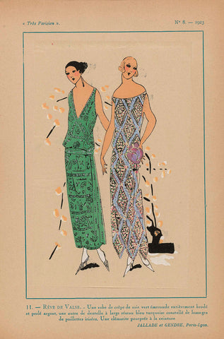 Très Parisien, 1923, No 8: 11.- REVE DE VALSE. - A silk crepe dress..., anonymous, 1923 Canvas Print