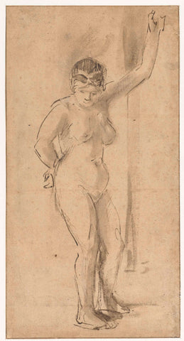 Standing Female Nude with Raised Arm, Aert de Gelder (attributed to), c. 1660 - c. 1662 Canvas Print