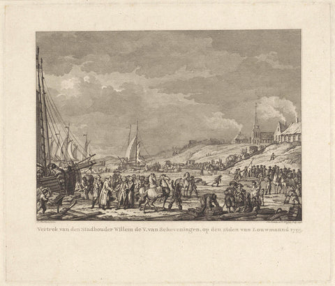 Departure of the Prince of Orange from Scheveningen, 1795, Reinier Vinkeles (I), 1796 Canvas Print