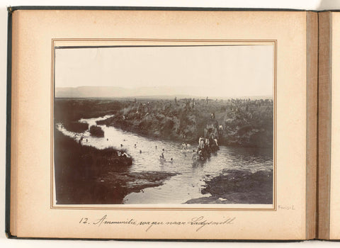 Oxen pull ammunition truck across the Klip River in South Africa, Barnett & Co. (attributed to), 1899 - 1900 Canvas Print