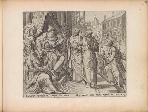 The three kings visit Herod, Johann Sadeler (I), 1643 Canvas Print