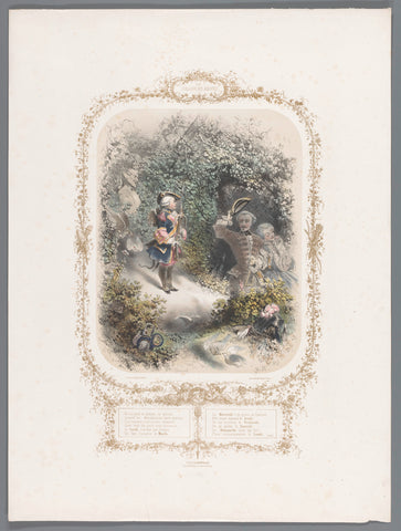 Two lovers greetings Cupid, Eugène Guérard, 1857 Canvas Print