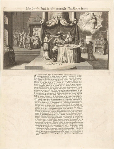 Cartoon with the devil on the papal throne, 1731, anonymous, 1731 Canvas Print