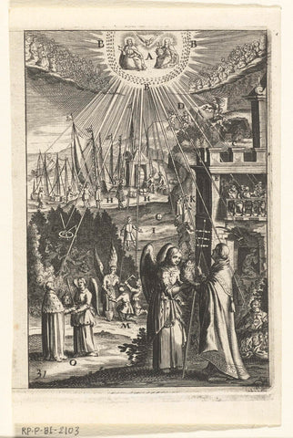 Emblem with the man who is aware in everything of the omnipresence of God, Boetius Adamsz. Bolswert, 1649 Canvas Print