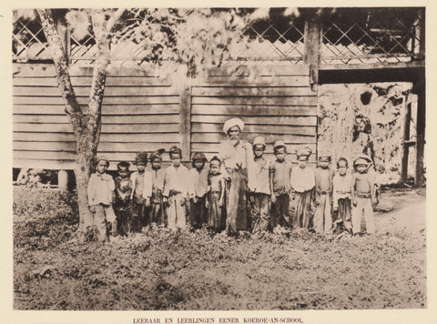 Group portrait of teacher and pupils of a Koranic school in Aceh, Sumatra, Christiaan Benjamin Nieuwenhuis, 1899 Canvas Print