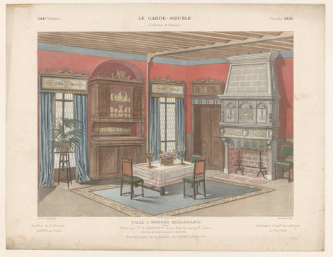 Renaissance-style dining room, Léon Laroche, 1895 - c. 1910 Canvas Print