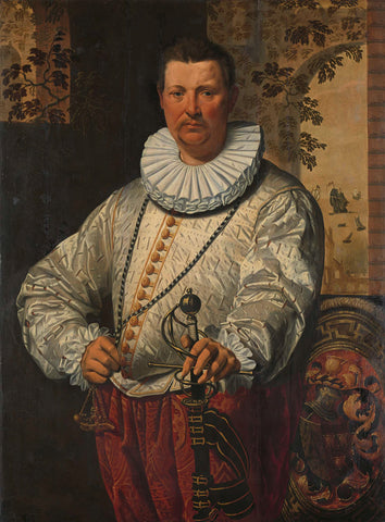 Portrait of a Dutch Admiral of the Fleet, Pieter Pietersz. (I) (circle of), 1570 - 1610 Canvas Print