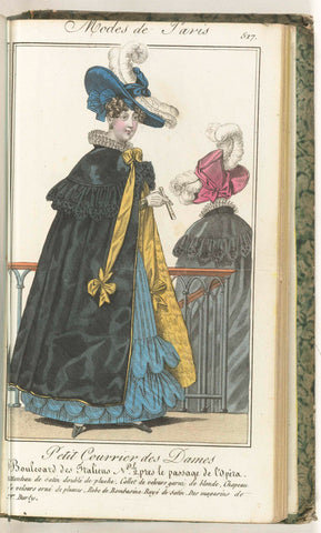 Petit Courrier des Dames, 30 November 1827, No. 517 : Coat of satin doubled with pluche..., anonymous, 1827 Canvas Print