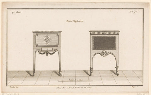 Two chiffonieres with floral pattern, Nicolas Dupin, 1772 - 1779 Canvas Print