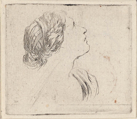 Head of a woman, looking up on the right, Stefano della Bella, 1620 - 1664 Canvas Print