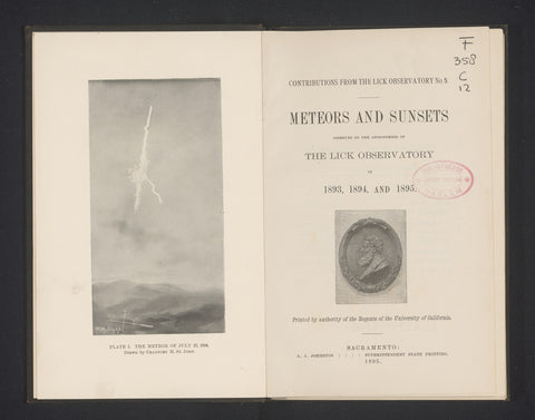 Reproduction of a drawing of a falling meteorite by Chauncey M. St. John, anonymous, 1894 - 1895 Canvas Print