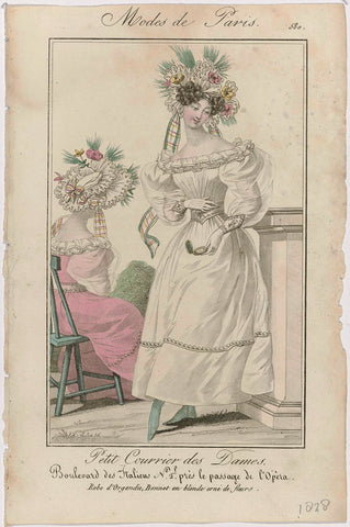 Petit Courrier des Dames, 1828, No. 580 : Robe d'Organdi (...), anonymous, 1828 Canvas Print