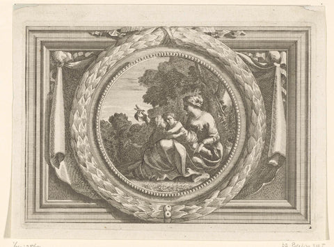 Medallion with the Virgin, the Child and John the Baptist, Jean Lepautre, c. 1696 - c. 1717 Canvas Print