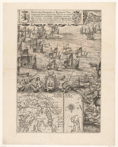 Victory over the Portuguese fleet for Bantam (left page), 1601, anonymous, 1608 - 1610 Canvas Print